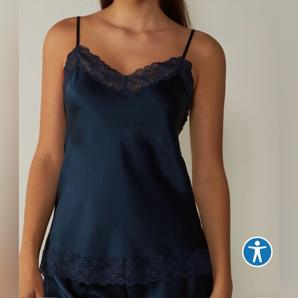Intimissimi Blue Silk and Lace Set - Size XS/S